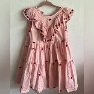 Pink Chicken 4Y Girls Pink Heart Tiered Ruffle Dress